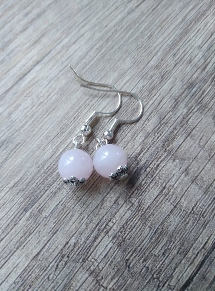 Boucle perle quartz rose